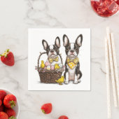 イースターボストンテリア犬 スタンダードカクテルナプキン (インサイチュ)