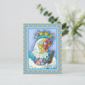 イースターボンネットと卵、春チキンカラフル シーズンポストカード (スタンド正面)