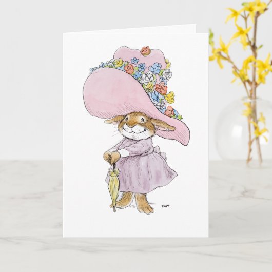 イースターボンネットのバニーカード カード (黄色い花)