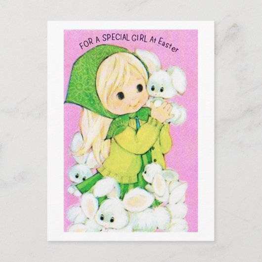 イースターポストカードに登場する特別女子のヴィンテージ ポストカード (正面)