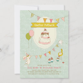 イースターポットラックエッグ狩りパーティー 招待状