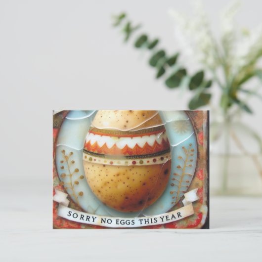 イースターポテト今年は卵なしごめんなさい ポストカード (スタンド正面)