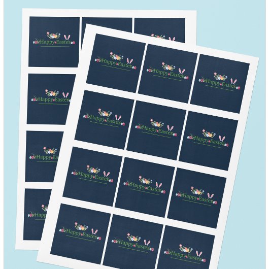 イースターミニマルバニー耳の卵の花デザイン スクエアシール