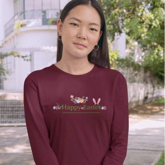 イースターミニマルバニー耳の卵の花デザイン Tシャツ