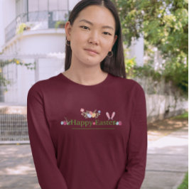 イースターミニマルバニー耳の卵の花デザイン Tシャツ