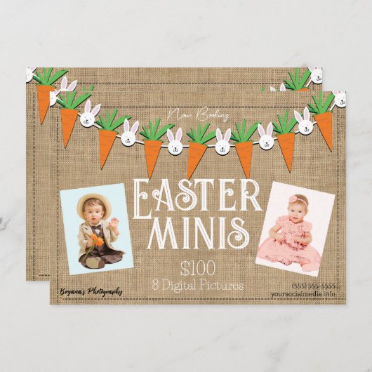 イースターミニ フォトグラフィー セッション フライヤー 招待状 (正面/裏面)