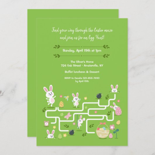 イースターメイズエッグ狩り招待状 招待状 (正面/裏面)