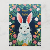イースターメドウ魔法バニー、花と喜びの色 シーズンポストカード (正面)
