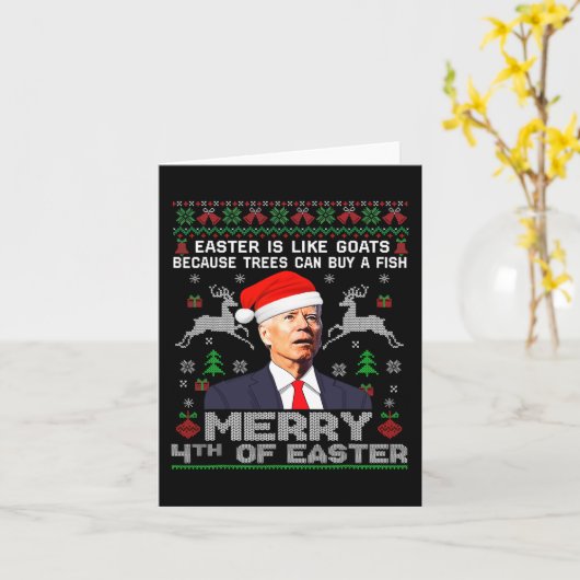 イースターメリーおもしろいバイデン氏醜いクリスマスの男性の4番目 カード (黄色い花)