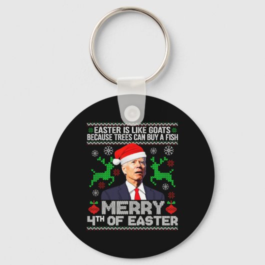 イースターメリークリスマスの醜いおもしろいセーターMの4番目 キーホルダー (正面)