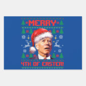 イースターメリージョーバイデン氏クリスマスおもしろいの4番目 ラッピングペーパーシート (正面3)