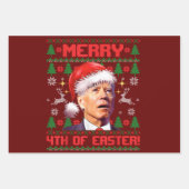イースターメリージョーバイデン氏クリスマスおもしろいの4番目 ラッピングペーパーシート (正面2)