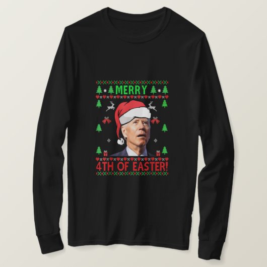 イースターメリージョーバイデン氏クリスマスおもしろいの4番目 Tシャツ (デザイン正面)