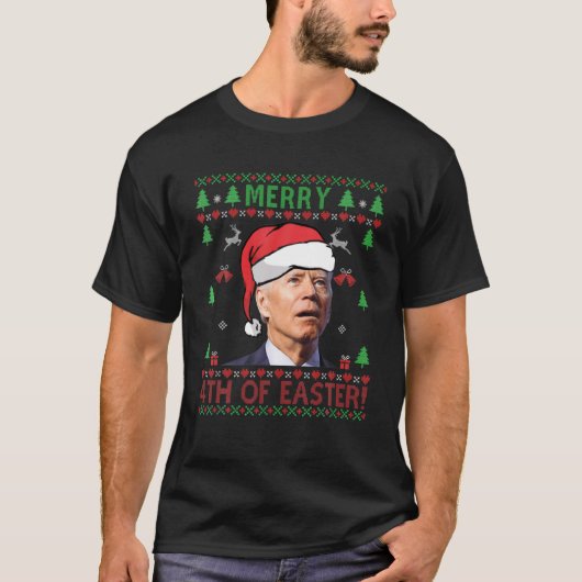 イースターメリージョーバイデン氏醜いおもしろいセーターの4番目( Tシャツ (正面)