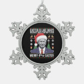 イースターメリーバイデン氏の醜いおもしろいクリスマスの4番目 スノーフレークピューターオーナメント (正面)