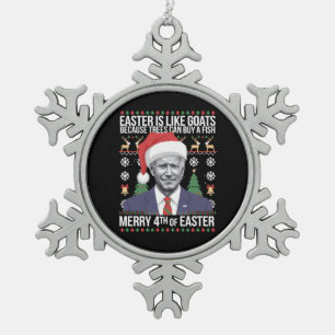 イースターメリーバイデン氏の醜いおもしろいクリスマスの4番目 スノーフレークピューターオーナメント