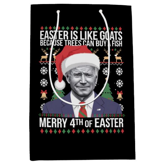 イースターメリーバイデン氏の醜いおもしろいクリスマスの4番目 ミディアムペーパーバッグ (正面)