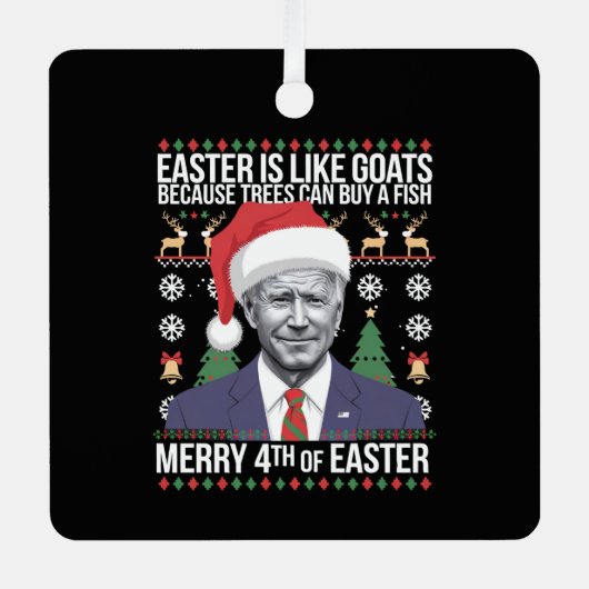 イースターメリーバイデン氏の醜いおもしろいクリスマスの4番目 メタルオーナメント (正面)