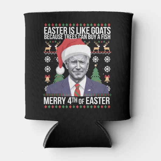 イースターメリーバイデン氏の醜いおもしろいクリスマスの4番目 缶クーラー (正面)