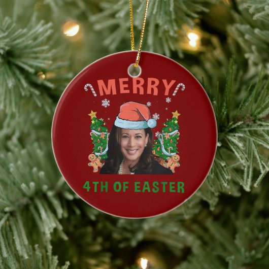 イースターメリー・カマラ・ハリスおもしろいス・クリスマスの4番目 セラミックオーナメント (ツリー)