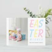 イースターモダンウィッシュパステルパーソナライズされた写真 シーズンカード (スタンド正面)