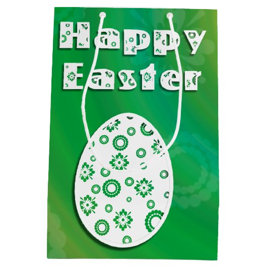 イースターモダンエッグレトロ紙アート ミディアムペーパーバッグ (裏面)