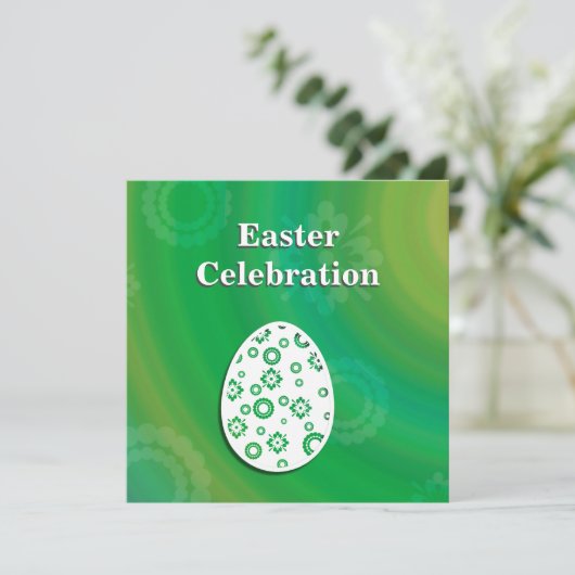 イースターモダンエッグレトロ紙アート 招待状 (スタンド正面)