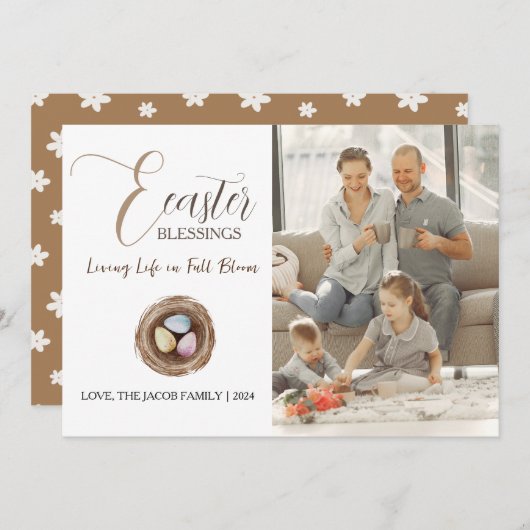 イースターモダンエレガント恵みスクリプトの写真 シーズンカード (正面/裏面)