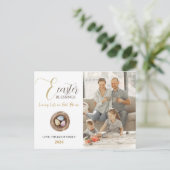 イースターモダンエレガント恵みスクリプトの写真 シーズンポストカード (スタンド正面)