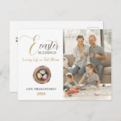 イースターモダンエレガント恵みスクリプトの写真 シーズンポストカード (正面/裏面)