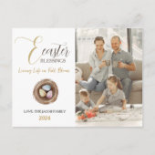 イースターモダンエレガント恵みスクリプトの写真 シーズンポストカード (正面)