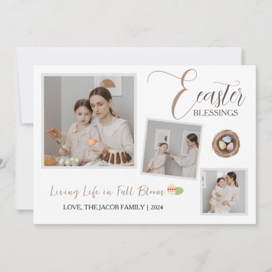 イースターモダンエレガント恵みスクリプト3写真 シーズンカード (正面)