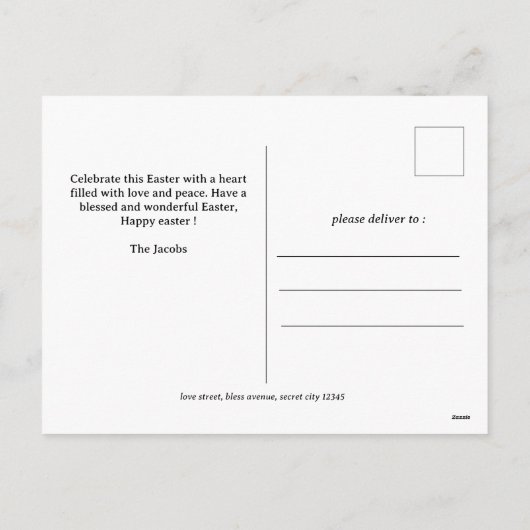 イースターモダンエレガント恵みスクリプト3写真 シーズンポストカード (裏面)