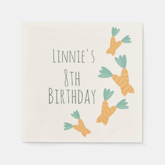 イースターモダンキャロットバンチ誕生日 スタンダードカクテルナプキン (正面)