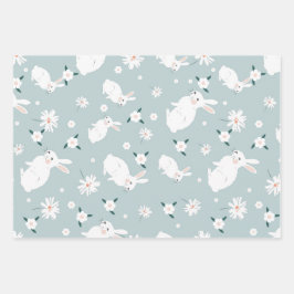 イースターモダンサファイアブルーとピンクの3セット ラッピングペーパーシート