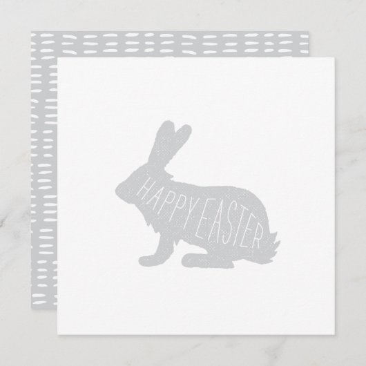 イースターモダンバニーカード – グレー |ハッピーイースター シーズンカード (正面/裏面)