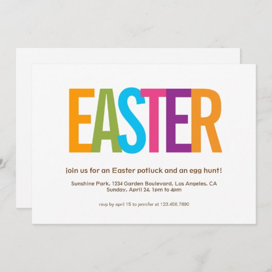 イースターモダンパーティの招待状 招待状 (正面/裏面)