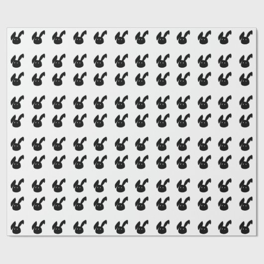 イースターモダンブラックとホワイトバニーのパターン ラッピングペーパー (フラット)