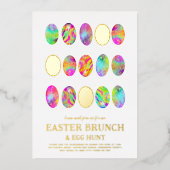 イースターモダンブランチと卵狩り金ゴールド 箔招待状 (正面)