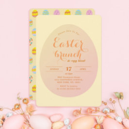 イースターモダンブランチ卵狩りソフトイエロー 招待状