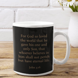 イースターモダンミニマリストのモノグラムJohn 3:16ブラック コーヒーマグカップ