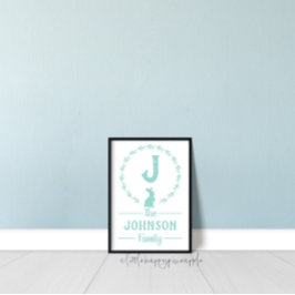 イースターモノグラムファミリー名プリント ポスター