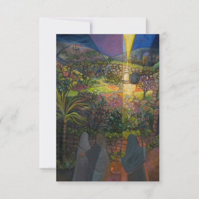 イースターモーニング祈りの言葉カード、墓の女性 (正面)