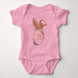 イースターユニークバニーモノグラム ベビーボディスーツ
