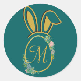 イースターユニークバニーモノグラム ラウンドシール