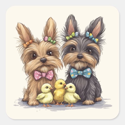 イースターヨークシャーテリアドッグ スクエアシール (正面)