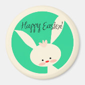 イースターラウンドマグネットクラシックのかわいいグリーンバニー マグネット (正面)