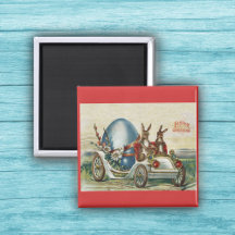 イースターラビットアンティーク車ビッグブルー卵