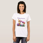 イースターラビットウィズチューリップフラワーズホリデーTシャツ Tシャツ (正面フル)