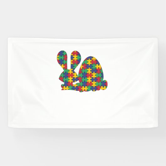 イースターラビットオートティスアウェアネスパズルピース自爆者 横断幕 (横)